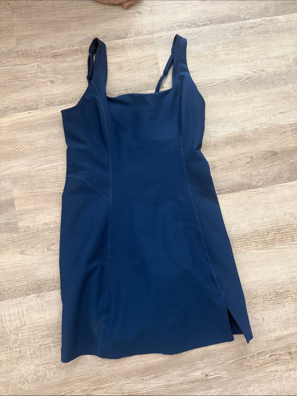 Abercrombie YPB Sculpt Lux Square-Neck Navy Mini Dress with Side Slit